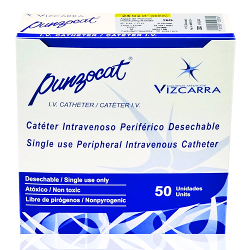 Catéter Intravenoso Periférico 24 G x 20 Mm Amarillo