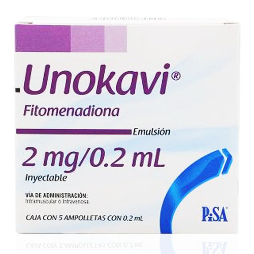 Fitomenadiona (Vitamina K) 2 Mg/0.2 Ml 5 Amp