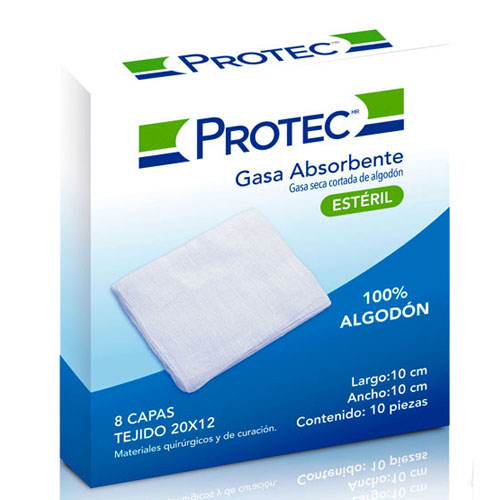 Gasa Seca Estéril c/Trama 10x10 10 Pz