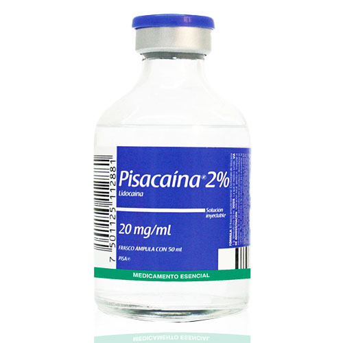 Lidocaína (simple) 2%, 20 mg/ml, ampolla de 50 ml.