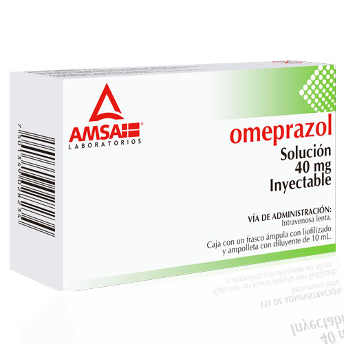 Omeprazol 40 mg 10 ml, envase con 1 ampolla.