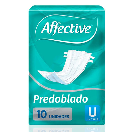 Pañal para adulto predoblado, envase con 10 unidades.