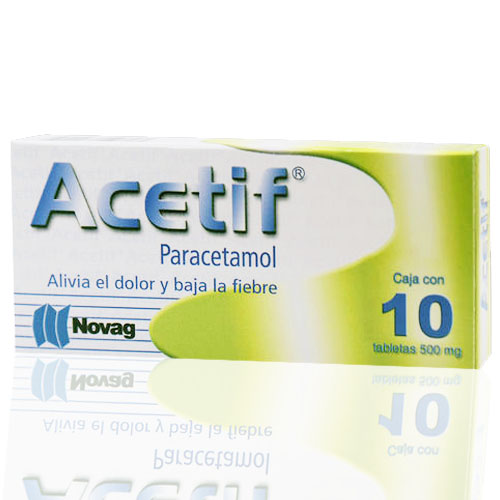 Paracetamol 500 mg, envase con 10 tabletas.