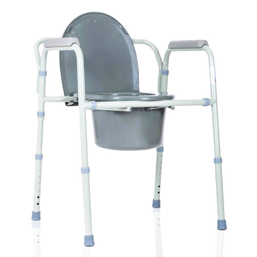 Silla con inodoro plegable de acero con aluminio para rehabilitación.